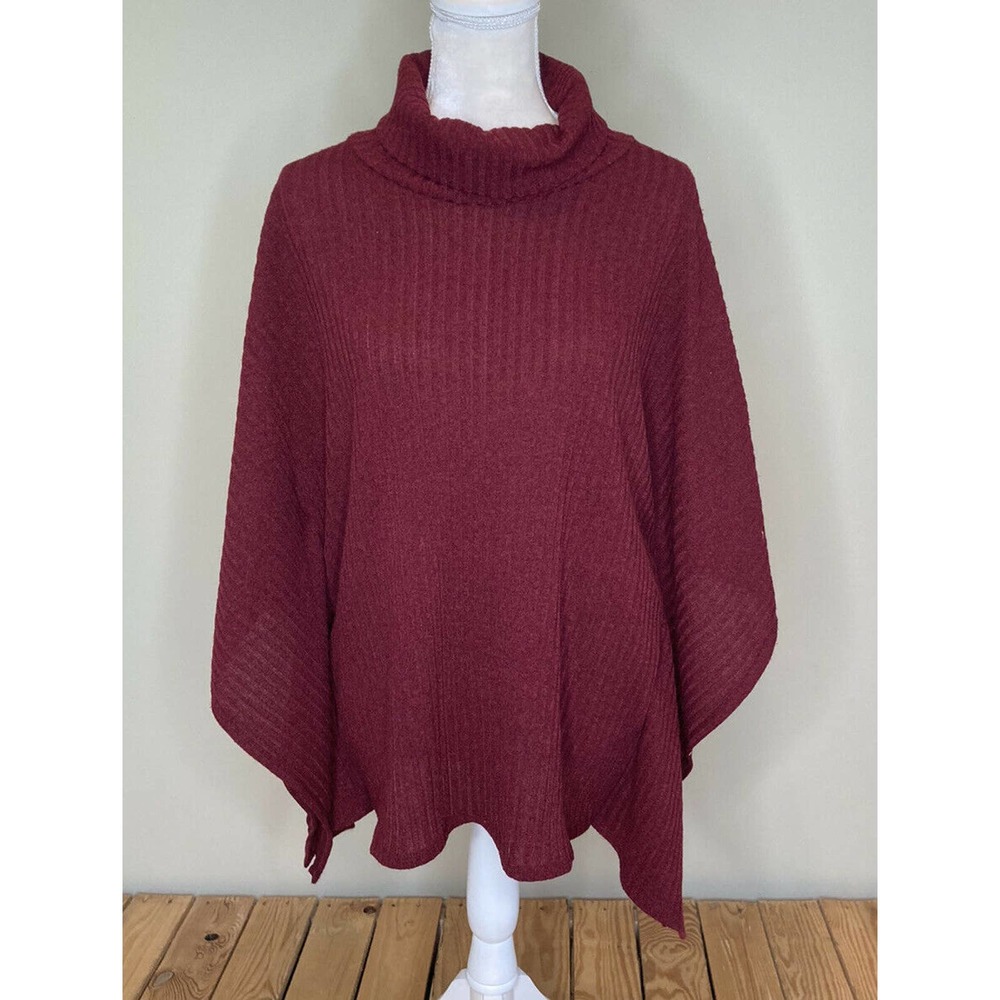 YELLOW CHAIR Turtleneck Ribbed Poncho Sweater M